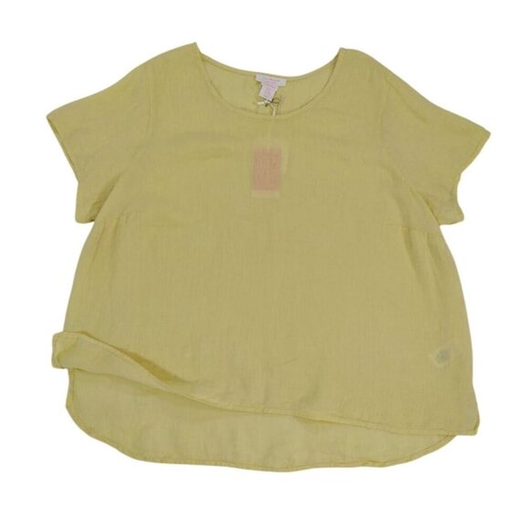 Women's yellow short-sleeved round-neck blouse by Only Necessities. Size 2X. - Picture 3 of 5
